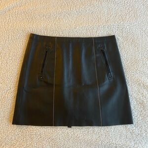 Vince Leather Black Mini Skirt